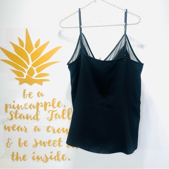 SPANX Black Satin Mesh V-Neck Camisole Cami Top Blouse Size Large - Picture 7 of 7